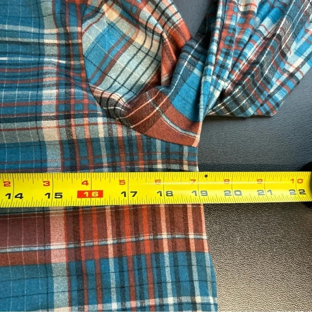 Women's Small Plaid V Neck Popover Flannel Shirt Bow‎ Colorful Cowgirl Autumn - Picture 8 of 14